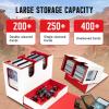 TiMOVO MTG Deck Box, MTG Commander Card Deck Box with Commander Display & Dice Tray Fits 400+ Unsleeved Cards, Leather Magnetic Card Storage Case with 6 Dividers for TCG CCG Magic Cards, Black+Red(White & Red(satin cloth lining))