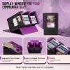 TiMOVO MTG Deck Box, MTG Commander Card Deck Box with Commander Display & Dice Tray Fits 400+ Unsleeved Cards, Leather Magnetic Card Storage Case with 6 Dividers for TCG CCG Magic Cards, Black+Red(Black & Purple)