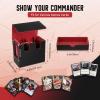 TiMOVO MTG Deck Box, MTG Commander Card Deck Box with Commander Display & Dice Tray Fits 400+ Unsleeved Cards, Leather Magnetic Card Storage Case with 6 Dividers for TCG CCG Magic Cards, Black+Red(Black & Red)