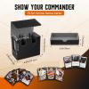TiMOVO MTG Deck Box, MTG Commander Card Deck Box with Commander Display & Dice Tray Fits 400+ Unsleeved Cards, Leather Magnetic Card Storage Case with 6 Dividers for TCG CCG Magic Cards, Black+Red(Black & Gray)