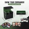 TiMOVO MTG Deck Box, MTG Commander Card Deck Box with Commander Display & Dice Tray Fits 400+ Unsleeved Cards, Leather Magnetic Card Storage Case with 6 Dividers for TCG CCG Magic Cards, Black+Red(Black & Green)