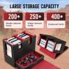 TiMOVO MTG Deck Box, MTG Commander Card Deck Box with Commander Display & Dice Tray Fits 400+ Unsleeved Cards, Leather Magnetic Card Storage Case with 6 Dividers for TCG CCG Magic Cards, Black+Red(Black & Red)