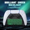 TiMOVO PS5 Controller Keyboard with Green Backlit, Wireless Bluetooth Keypad Chatpad for PlayStation 5, Built-in Speaker & 3.5mm Audio Jack, Mini Gaming Keyboard for PS5 Accessories, Black(White Square)