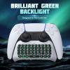 TiMOVO PS5 Controller Keyboard with Green Backlit, Wireless Bluetooth Keypad Chatpad for PlayStation 5, Built-in Speaker & 3.5mm Audio Jack, Mini Gaming Keyboard for PS5 Accessories, Black(White)