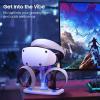 TiMOVO PSVR2 Charging Station, Controller Charging Dock for PS5 VR2 with 4 Type-C Magnetic Connector, PS VR2 Headset Headphones Clear Holder with LED Light, Charger for PlayStation VR2, Clear White