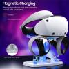 TiMOVO PSVR2 Charging Station, Controller Charging Dock for PS5 VR2 with 4 Type-C Magnetic Connector, PS VR2 Headset Headphones Clear Holder with LED Light, Charger for PlayStation VR2, Clear White