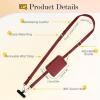 TiMOVO Phone Lanyard, Strap with Leather Wallet Pouch, Universal Crossbody Phone Lanyard Adjustable Neck Strap, Compatible with Most Smartphones, Black(Dark Red)