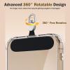 TiMOVO Phone Tether Tab Rotatable 360°, 4 Pack Cell Phone Lanyard Patch for Phone Strap, Anti-Theft Phone Tether Tab for iPhone 16, 15 & Most Smartphones, Black(Black & Silver)