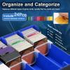TiMOVO Trading Cards Storage Box, 3800+ MTG Card Deck Box with 24 Colorful Dividers & 5 Card Supporters, 5 Rows Magnetic Leather Commander Deck Box Fits MTG Yugioh TCG Magic Game Cards, Black+Grey(Black & Blue)