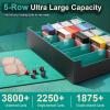 TiMOVO Trading Cards Storage Box, 3800+ MTG Card Deck Box with 24 Colorful Dividers & 5 Card Supporters, 5 Rows Magnetic Leather Commander Deck Box Fits MTG Yugioh TCG Magic Game Cards, Black+Grey(Black Green)