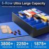TiMOVO Trading Cards Storage Box, 3800+ MTG Card Deck Box with 24 Colorful Dividers & 5 Card Supporters, 5 Rows Magnetic Leather Commander Deck Box Fits MTG Yugioh TCG Magic Game Cards, Black+Grey(Black & Blue)