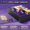 TiMOVO Trading Cards Storage Box, 3800+ MTG Card Deck Box with 24 Colorful Dividers & 5 Card Supporters, 5 Rows Magnetic Leather Commander Deck Box Fits MTG Yugioh TCG Magic Game Cards, Black+Grey(Black & Purple)