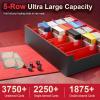 TiMOVO Trading Cards Storage Box, 3800+ MTG Card Deck Box with 24 Colorful Dividers & 5 Card Supporters, 5 Rows Magnetic Leather Commander Deck Box Fits MTG Yugioh TCG Magic Game Cards, Black+Grey(Black & Red)