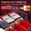 TiMOVO Trading Cards Storage Box, 3800+ MTG Card Deck Box with 24 Colorful Dividers & 5 Card Supporters, 5 Rows Magnetic Leather Commander Deck Box Fits MTG Yugioh TCG Magic Game Cards, Black+Grey(Black & Red)