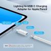 TiMOVO USB C to Pencil Adapter for Apple Pencil 1st Generation, USB C Male to Lightning Female Charging Adaptor for iPad 10th 11th Generation, Bluetooth Pair Connector Apple Pencil Charger, White