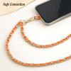 TiMOVO Universal Phone Lanyard, Metal Cell Phone Chain Anti-Theft Crossbody Strap for iPhone 17, 16 Series and Most Smartphones, Cell Phone Neck Holder for Women, Gold & Black(Orange)