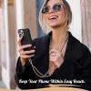 TiMOVO Universal Phone Lanyard, Metal Cell Phone Chain Anti-Theft Crossbody Strap for iPhone 17, 16 Series and Most Smartphones, Cell Phone Neck Holder for Women, Gold & Black(Sapphire Blue)