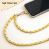 TiMOVO Universal Phone Lanyard, Metal Cell Phone Chain Anti-Theft Crossbody Strap for iPhone 17, 16 Series and Most Smartphones, Cell Phone Neck Holder for Women, Gold & Black(Yellow)