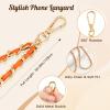 TiMOVO Universal Phone Lanyard, Metal Cell Phone Chain Anti-Theft Crossbody Strap for iPhone 17, 16 Series and Most Smartphones, Cell Phone Neck Holder for Women, Gold & Black(Orange)