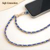 TiMOVO Universal Phone Lanyard, Metal Cell Phone Chain Anti-Theft Crossbody Strap for iPhone 17, 16 Series and Most Smartphones, Cell Phone Neck Holder for Women, Gold & Black(Sapphire Blue)