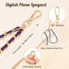 TiMOVO Universal Phone Lanyard, Metal Cell Phone Chain Anti-Theft Crossbody Strap for iPhone 17, 16 Series and Most Smartphones, Cell Phone Neck Holder for Women, Gold & Black(Dark Purple)