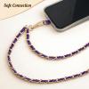 TiMOVO Universal Phone Lanyard, Metal Cell Phone Chain Anti-Theft Crossbody Strap for iPhone 17, 16 Series and Most Smartphones, Cell Phone Neck Holder for Women, Gold & Black(Dark Purple)