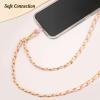 TiMOVO Universal Phone Lanyard, Metal Cell Phone Chain Anti-Theft Crossbody Strap for iPhone 17, 16 Series and Most Smartphones, Cell Phone Neck Holder for Women, Gold & Black(Pink)