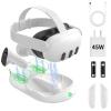 TiMOVO Charging Dock for Meta Quest 3, Quest 3 Charging Dock with 45w Power Adapter, Magnetic Fast Oculus Quest 3 Charging Station for Headset & Controllers with LED Light & 2 Ni-MH Batteries, White(White)