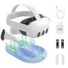 TiMOVO Charging Dock for Meta Quest 3, Quest 3 Charging Dock with 45w Power Adapter, Magnetic Fast Oculus Quest 3 Charging Station for Headset & Controllers with LED Light & 2 Ni-MH Batteries, White(Blue)