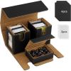 TiMOVO MTG Deck Box, Commander Deck Case Fits 200+ Double-Sleeved Cards, Magnetic Leather Card Storage Box with 2 Commander Display & 4Dividers & Dice Tray Fit YuGiOh TCG CCG Magic Cards, Black+Purple(Black Gold)