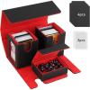 TiMOVO MTG Deck Box, Commander Deck Case Fits 200+ Double-Sleeved Cards, Magnetic Leather Card Storage Box with 2 Commander Display & 4Dividers & Dice Tray Fit YuGiOh TCG CCG Magic Cards, Black+Purple(Black & Red)