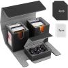 TiMOVO MTG Deck Box, Commander Deck Case Fits 200+ Double-Sleeved Cards, Magnetic Leather Card Storage Box with 2 Commander Display & 4Dividers & Dice Tray Fit YuGiOh TCG CCG Magic Cards, Black+Purple(Black & Gray)