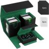 TiMOVO MTG Deck Box, Commander Deck Case Fits 200+ Double-Sleeved Cards, Magnetic Leather Card Storage Box with 2 Commander Display & 4Dividers & Dice Tray Fit YuGiOh TCG CCG Magic Cards, Black+Purple(Black/Green)