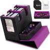 TiMOVO MTG Deck Box, MTG Commander Card Deck Box with Commander Display & Dice Tray Fits 400+ Unsleeved Cards, Leather Magnetic Card Storage Case with 6 Dividers for TCG CCG Magic Cards, Black+Red(Black & Purple)