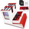 TiMOVO MTG Deck Box, MTG Commander Card Deck Box with Commander Display & Dice Tray Fits 400+ Unsleeved Cards, Leather Magnetic Card Storage Case with 6 Dividers for TCG CCG Magic Cards, Black+Red(White & Red(satin cloth lining))