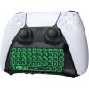 TiMOVO PS5 Controller Keyboard with Green Backlit, Wireless Bluetooth Keypad Chatpad for PlayStation 5, Built-in Speaker & 3.5mm Audio Jack, Mini Gaming Keyboard for PS5 Accessories, Black(White Square)
