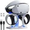 TiMOVO PSVR2 Charging Station, Controller Charging Dock for PS5 VR2 with 4 Type-C Magnetic Connector, PS VR2 Headset Headphones Clear Holder with LED Light, Charger for PlayStation VR2, Clear White