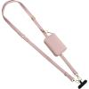 TiMOVO Phone Lanyard, Strap with Leather Wallet Pouch, Universal Crossbody Phone Lanyard Adjustable Neck Strap, Compatible with Most Smartphones, Black(Nude Pink)