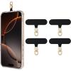 TiMOVO Phone Tether Tab Rotatable 360°, 4 Pack Cell Phone Lanyard Patch for Phone Strap, Anti-Theft Phone Tether Tab for iPhone 16, 15 & Most Smartphones, Black(Black & Gold)