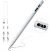 TiMOVO Stylus Pen for Touch Screens, Fast Charge Stylus Pen for Apple iPad/iPhone/Xiaomi/Samsung Android Capacitive Touch Screen Stylus Pen with Power Display, White(Silver)