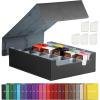 TiMOVO Trading Cards Storage Box, 3800+ MTG Card Deck Box with 24 Colorful Dividers & 5 Card Supporters, 5 Rows Magnetic Leather Commander Deck Box Fits MTG Yugioh TCG Magic Game Cards, Black+Grey(Black & Gray)