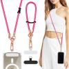 TiMOVO Universal Phone Lanyard Crossbody, Adjustable Anti-Theft Phone Strap Crossbody for Phone Cases, Cell Phone Neck Lanyard Wrist Strap for Women, Khaki(Magenta)