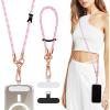 TiMOVO Universal Phone Lanyard Crossbody, Adjustable Anti-Theft Phone Strap Crossbody for Phone Cases, Cell Phone Neck Lanyard Wrist Strap for Women, Khaki(Pink)
