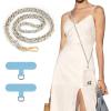TiMOVO Universal Phone Lanyard, Metal Cell Phone Chain Anti-Theft Crossbody Strap for iPhone 17, 16 Series and Most Smartphones, Cell Phone Neck Holder for Women, Gold & Black(Light Blue)