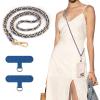 TiMOVO Universal Phone Lanyard, Metal Cell Phone Chain Anti-Theft Crossbody Strap for iPhone 17, 16 Series and Most Smartphones, Cell Phone Neck Holder for Women, Gold & Black(Sapphire Blue)