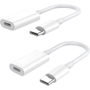 TiMOVO Lightning to USB C Adapter for iPhone 15 Pro Max/15 Pro/15 Plus, Type C Charger Connector Cable Support 35W Fast Charging & Data Transfer, Lightning Converter for iPad Not for Audio OTG(2 Pack)
