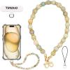 TiMOVO Marble Beaded Phone Wrist Strap, Hands-Free Healing Beaded Cell Phone Charms Strap Lanyard with Tether Tab, Elegant Healing Stone Wristlet Bracelet Phone Case Bracelet Strap for Women(Amazonite Green)