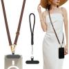 TiMOVO Phone Crossbody Strap, Adjustable Phone Lanyard with 1× Leather Phone Strap, 1× Wrist Strap, 1× Pads, Crossbody Phone Lanyards, Adjustable Phone Chain Compatible with Most Smartphones, Brown