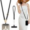 TiMOVO Phone Crossbody Strap, Adjustable Phone Lanyard with 1× Leather Phone Strap, 1× Wrist Strap, 1× Pads, Crossbody Phone Lanyards, Adjustable Phone Chain Compatible with Most Smartphones, Black