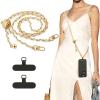 TiMOVO Universal Phone Lanyard, Metal Cell Phone Chain Anti-Theft Crossbody Strap for iPhone and Most Smartphones, Adjustable Cell Phone Neck Holder for Women, Gold+White(Gold+white)